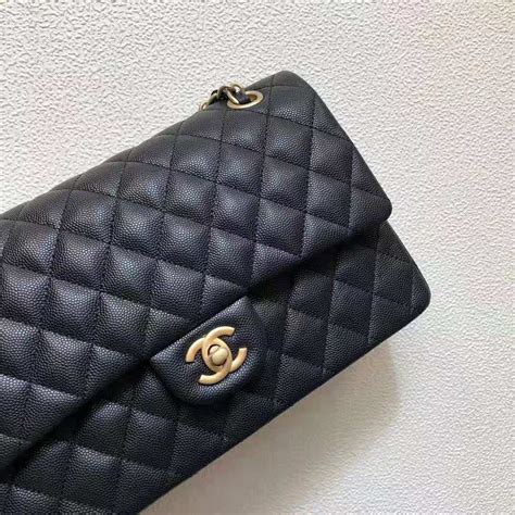 grained calfskin black chanel